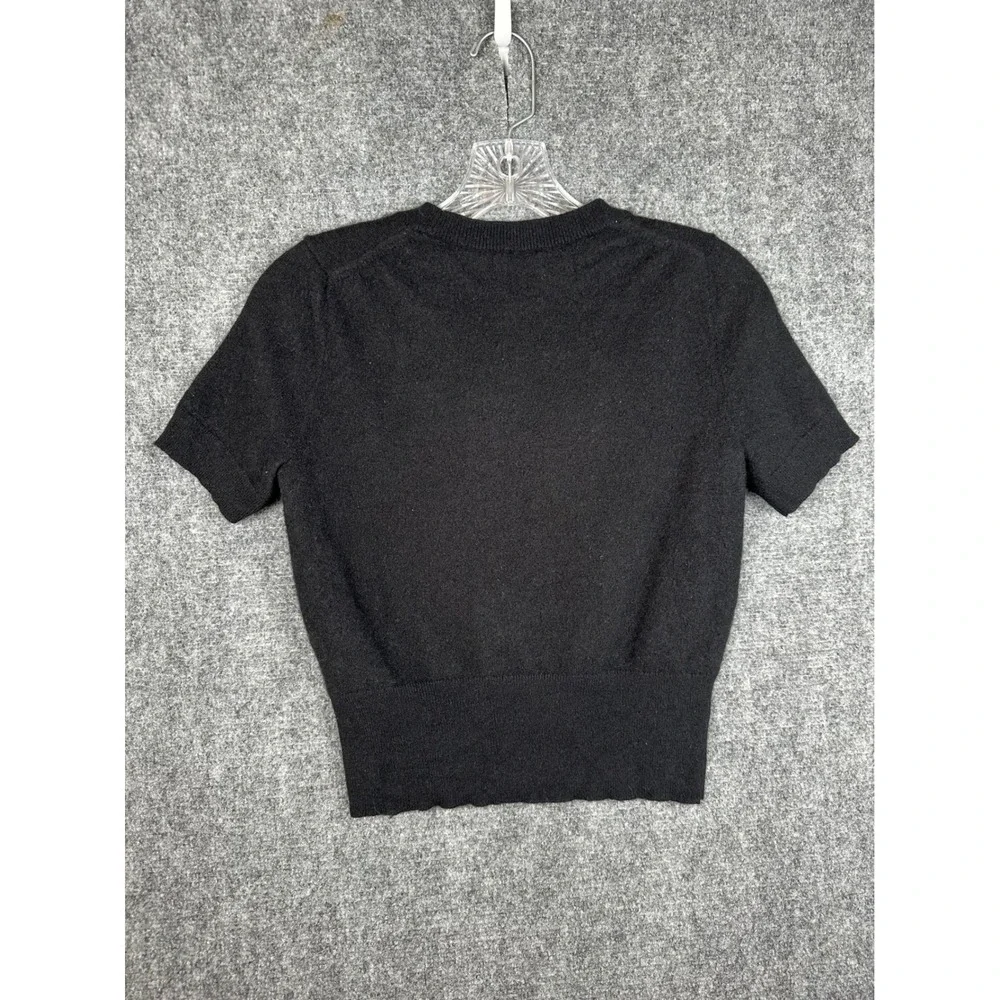 J.Crew Women Cashmere Shrunken T Shirt Sweater S Black Crewneck Quiet Luxury